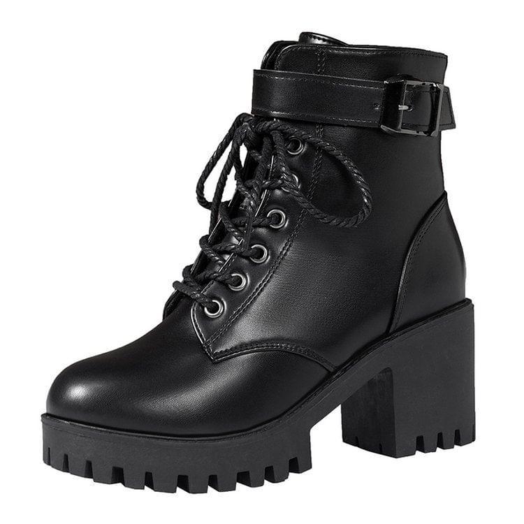 Lace-Up Platform Short Boots Product Image