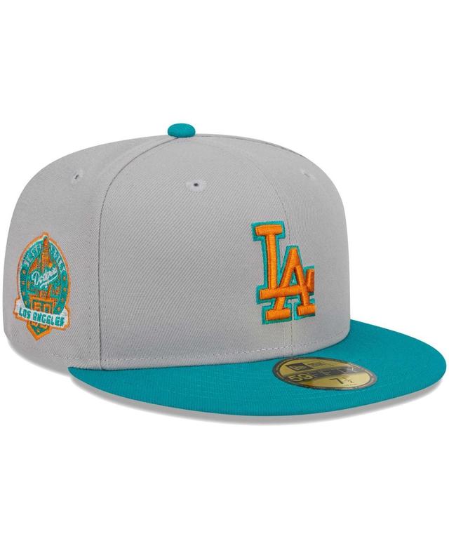 Mens New Era Gray/Teal Los Angeles Dodgers 59FIFTY Fitted Hat Product Image