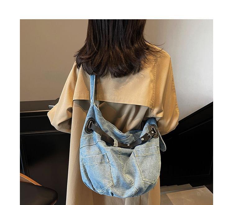 Washed Buckled Denim Crossbody Bag Product Image