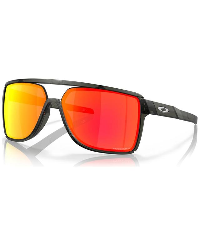 Oakley Mens Castel OO9147 63mm Mirrored Rectangle Sunglasses Product Image