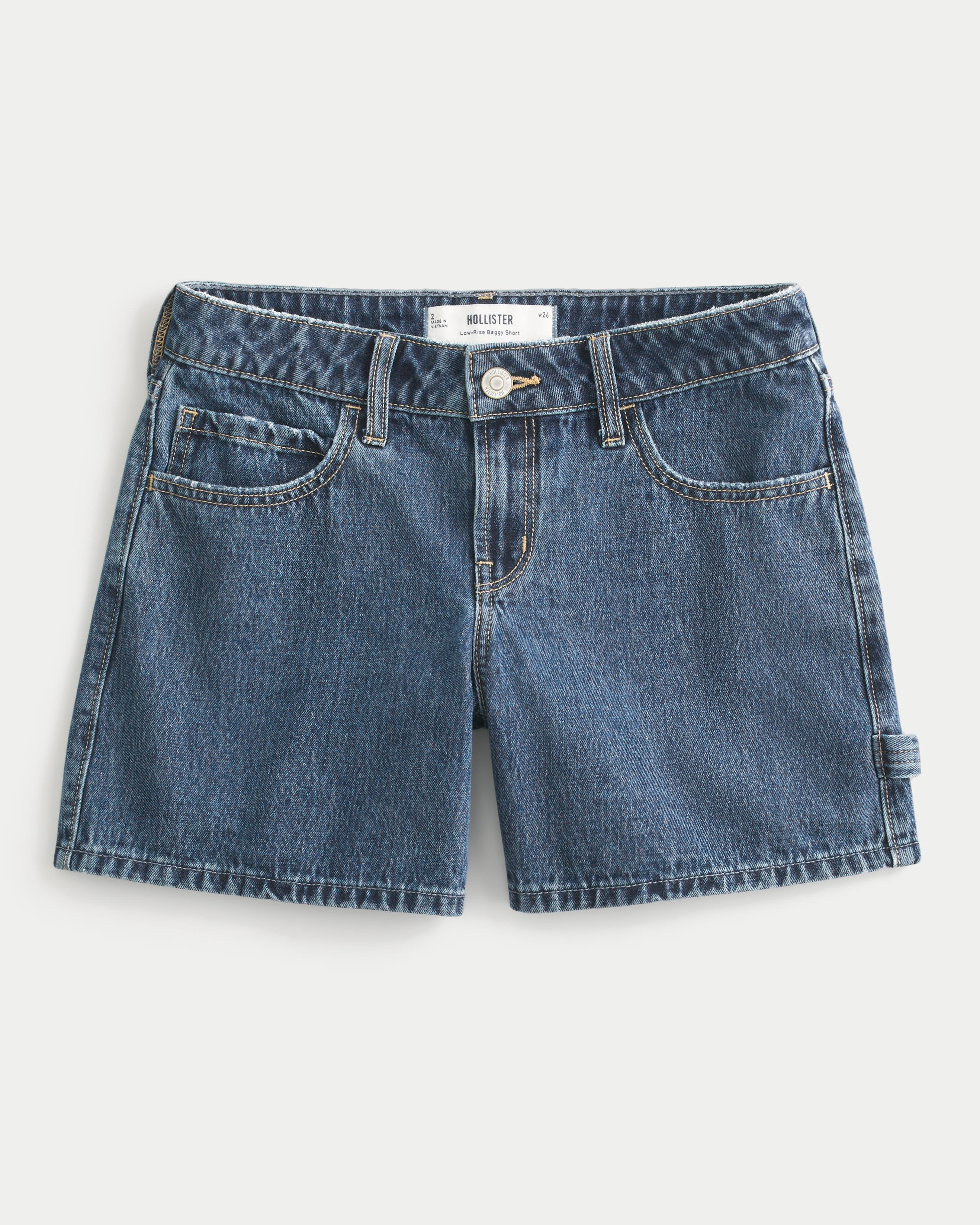 Low-Rise Light Wash Baggy Denim Carpenter Shorts 5" Product Image