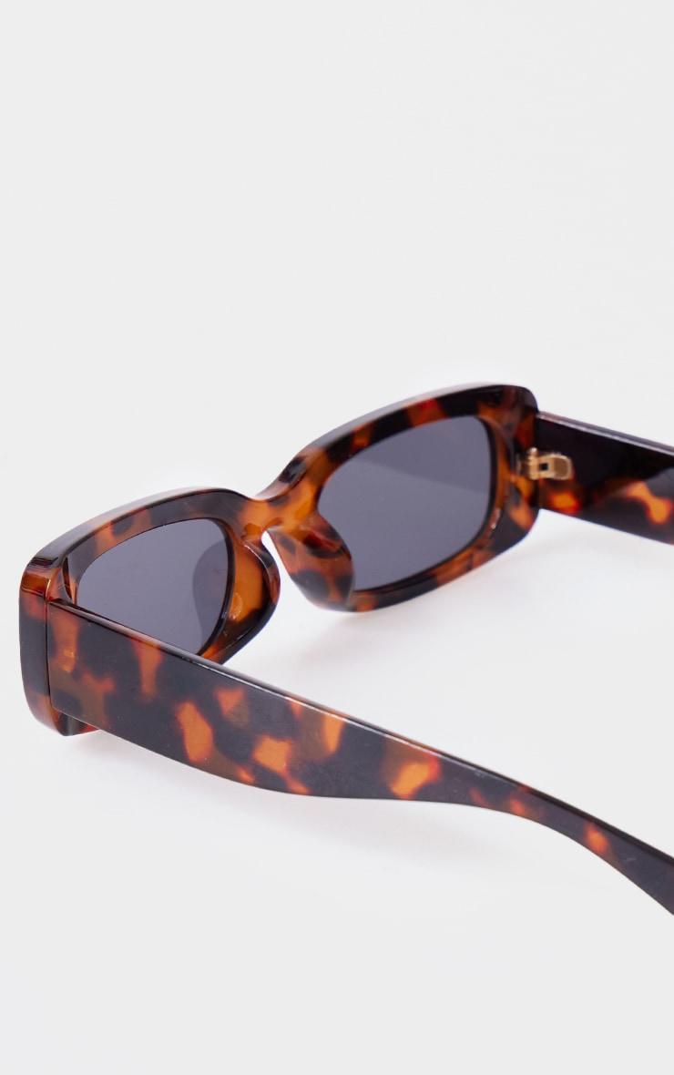 Tortoiseshell Rectangular Slim Frame Sunglasses Product Image