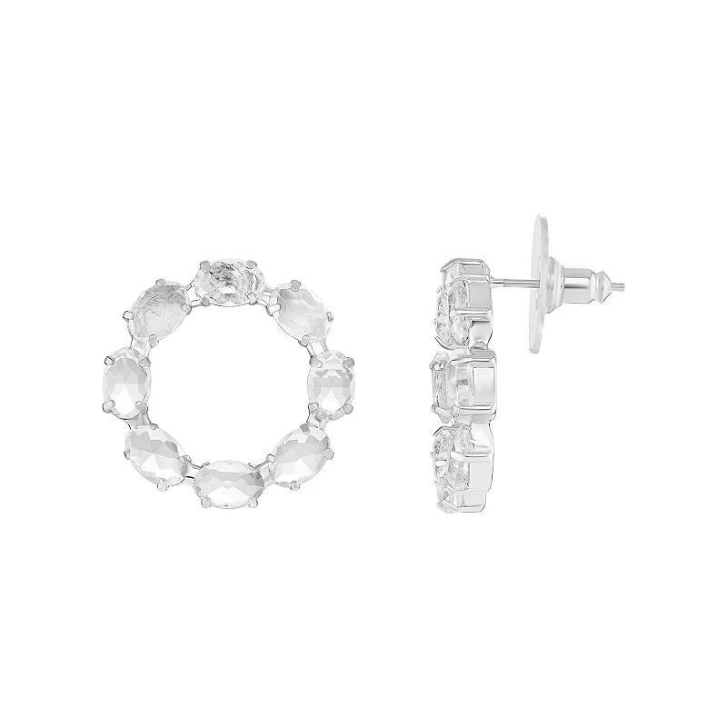 Emberly Open Circle Stud Earrings, Womens, Silver Tone Clear Product Image