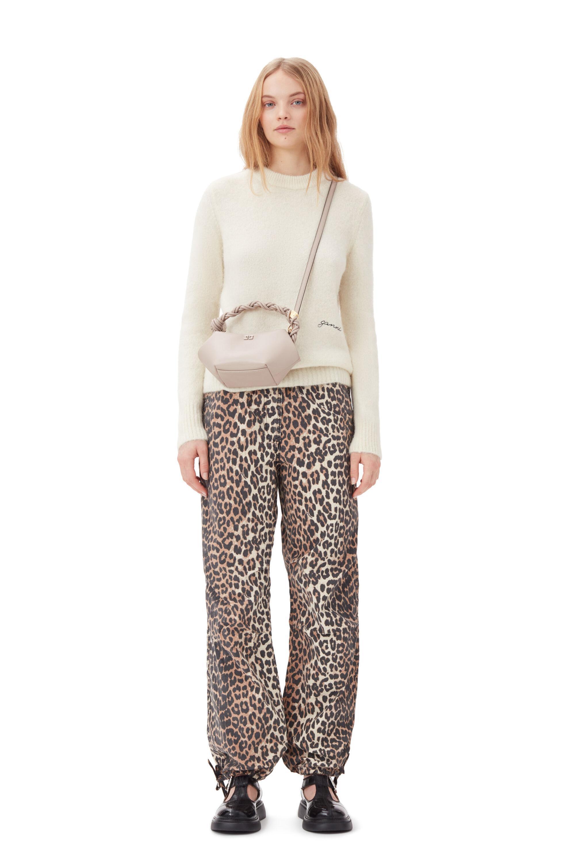 Leopard Washed Cotton Canvas Drawstring Pants Product Image