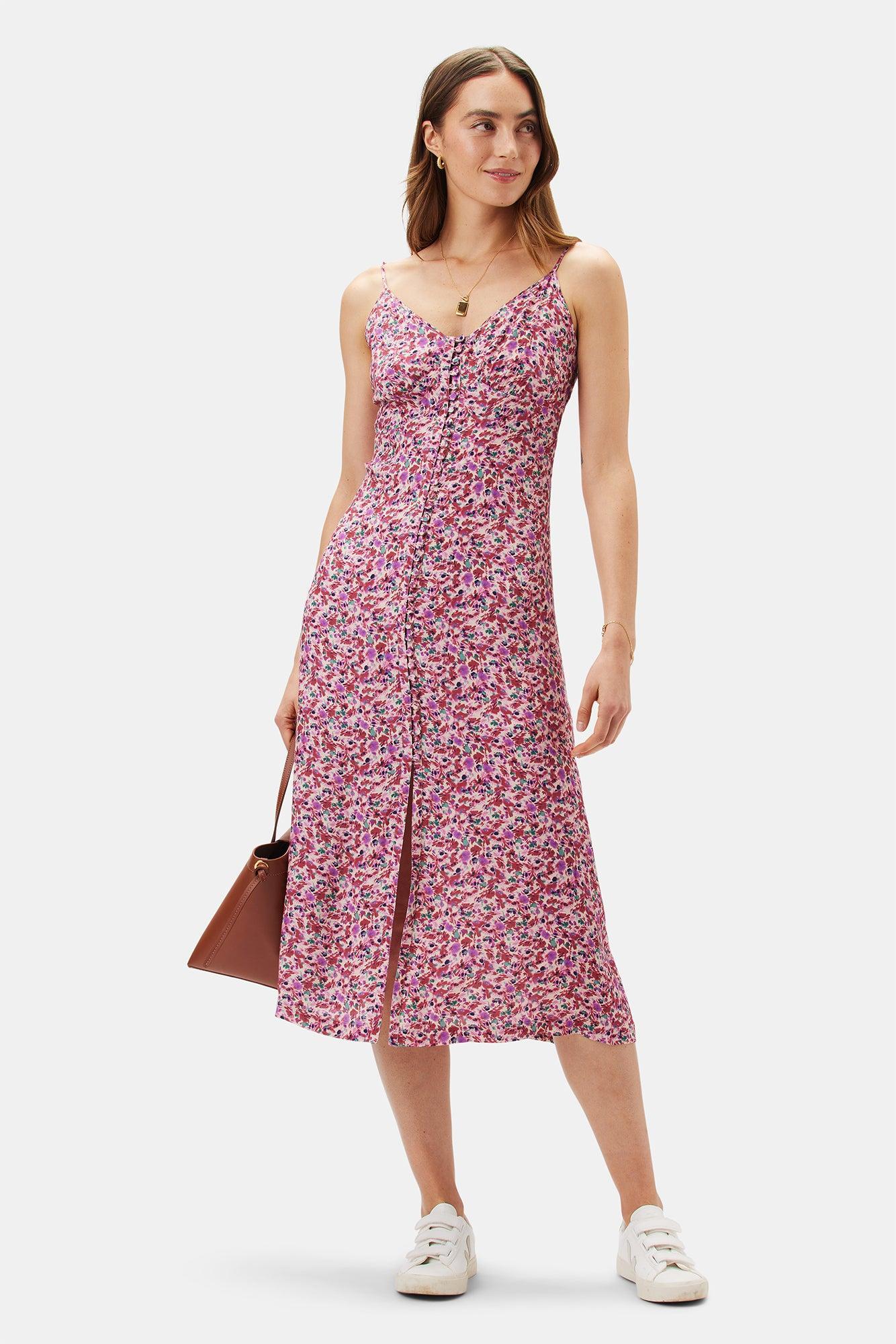 Sara Viscose Crepe Slip Dress - Alessia Mulberry Product Image