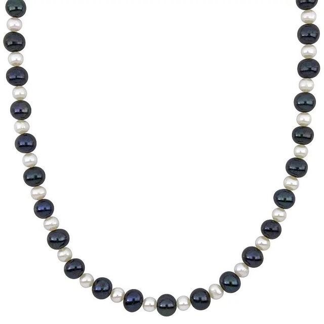 Stella Grace Mens Black & White Freshwater Cultured Pearl Necklace Sterling Silver Product Image