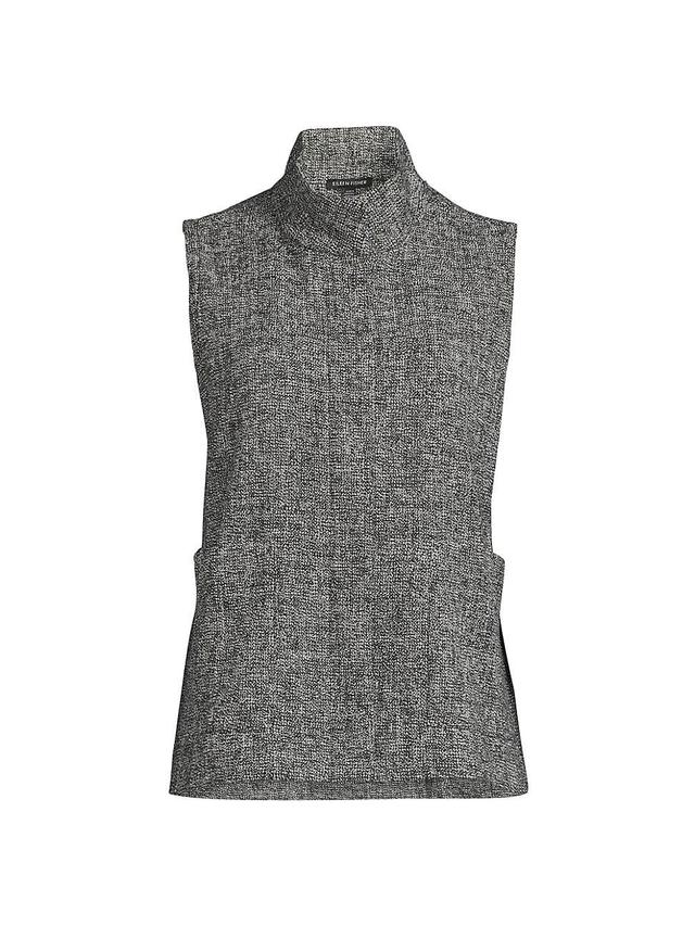 Eileen Fisher Stand Collar Vest White) Women's Clothing Product Image