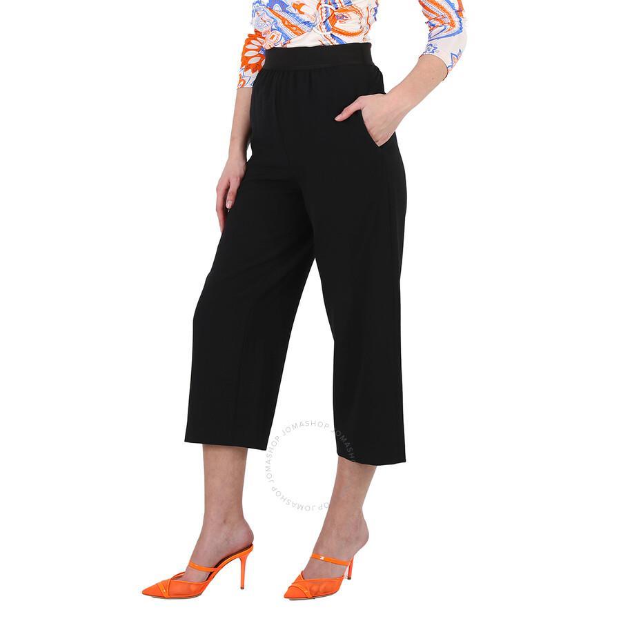 Ladies Black Flared Cropped Tailored Trousers Product Image