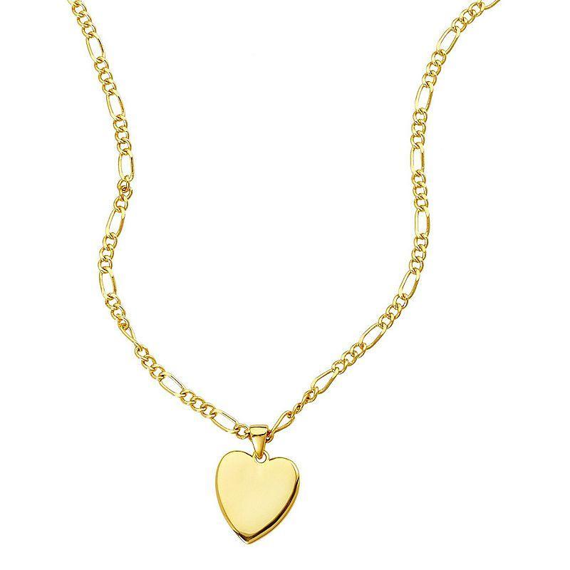 Adornia 14k Gold Plated Figaro Chain Heart Necklace, Womens Gold Tone Product Image