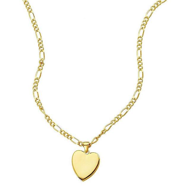 Adornia 14k Gold Plated Figaro Chain Heart Necklace, Womens Gold Tone Product Image