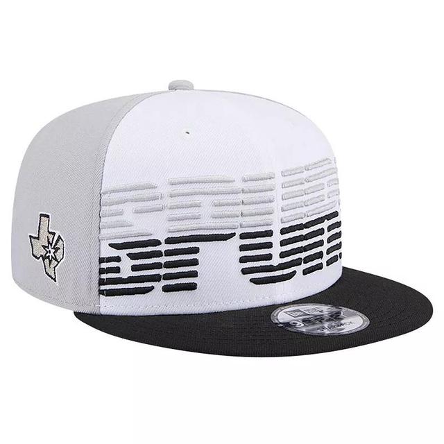 Mens New Era White/Black San Antonio Spurs Throwback Gradient Tech Font 9FIFTY Snapback Hat Product Image