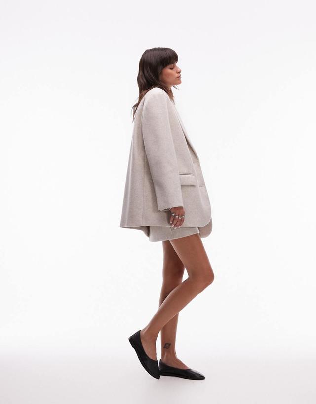 Topshop wool mix blazer coat in oatmeal Product Image