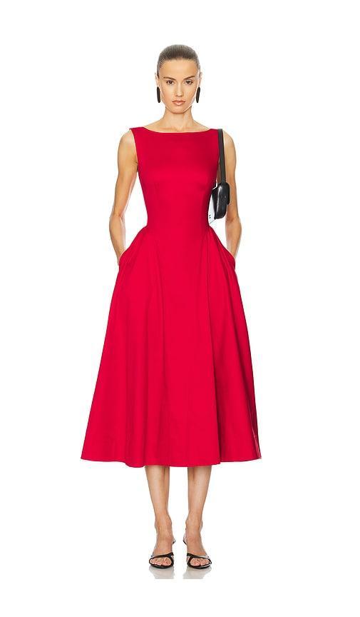 Stretch Cotton Sateen Midi Dress Product Image