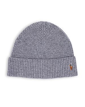 POLO RALPH LAUREN Signature Cuff Logo Beanie Hat In Fawn Heather Grey Product Image