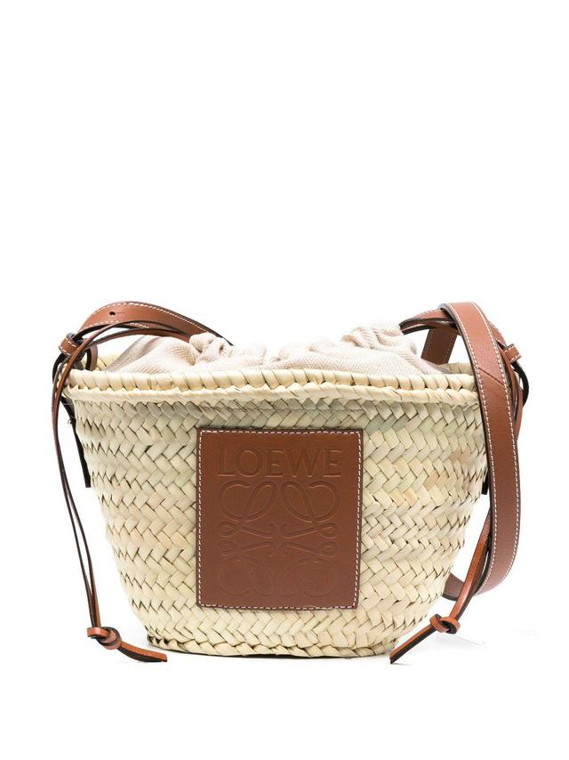 Anagram interwoven raffia bucket bag  Product Image