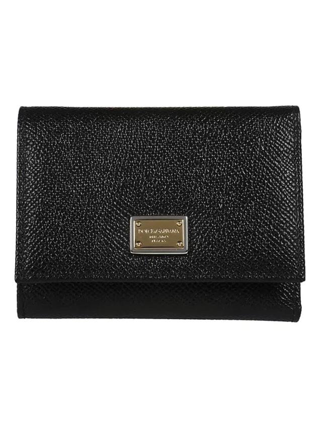 DOLCE & GABBANA Logo Plaque Continental Wallet In Black Product Image