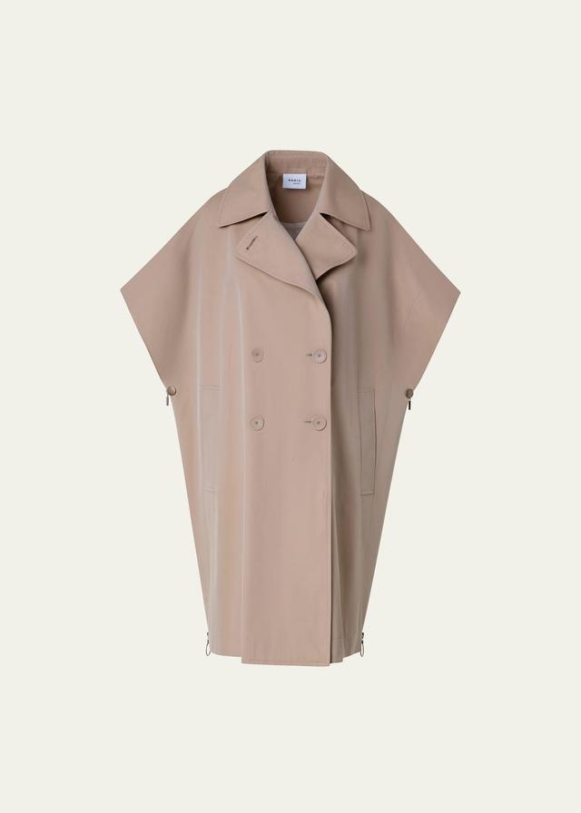 Womens Cotton Double-Breasted Cape Coat Product Image