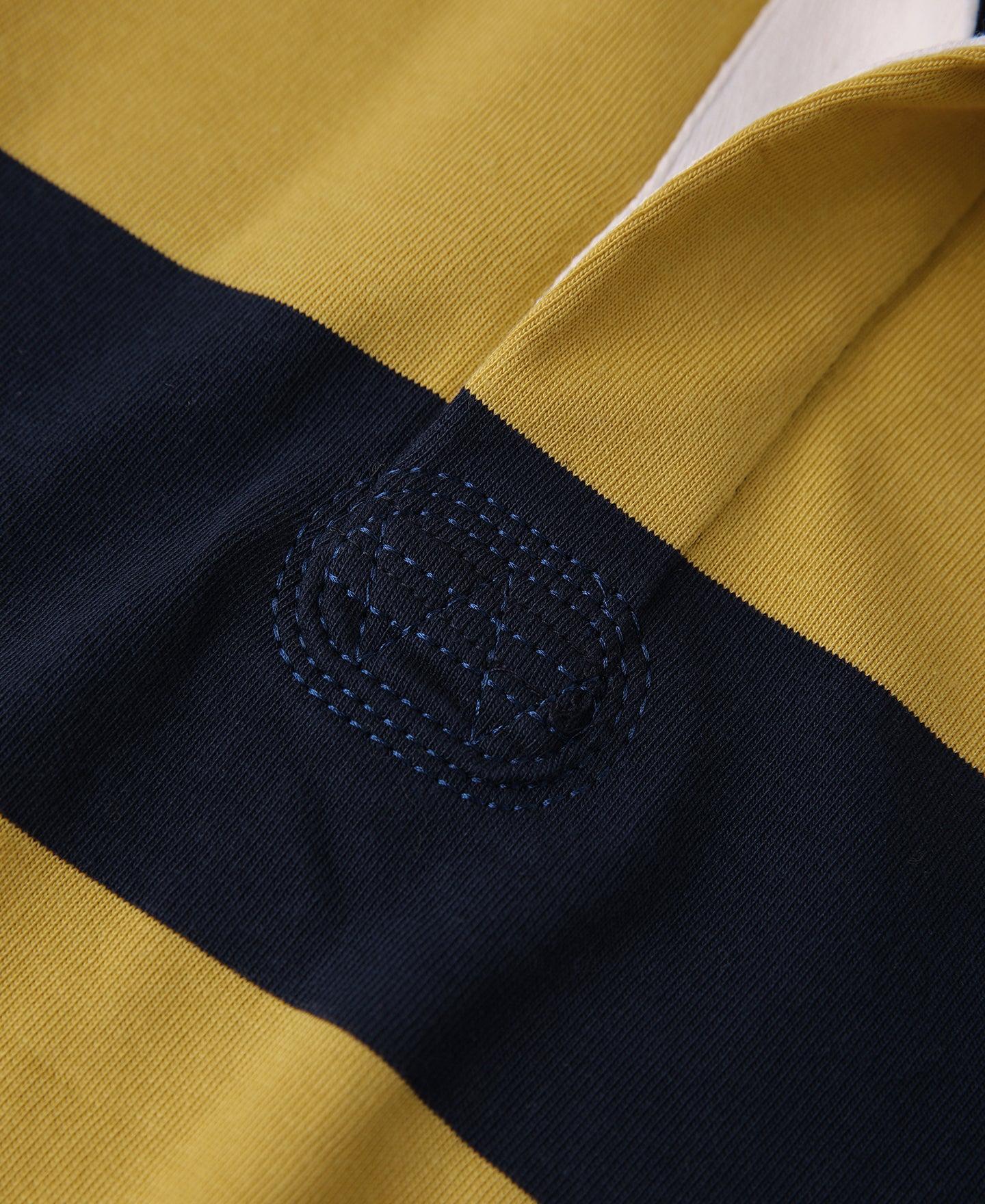 Classic Fit Striped Jersey Rugby Shirt - Yellow/Navy Product Image