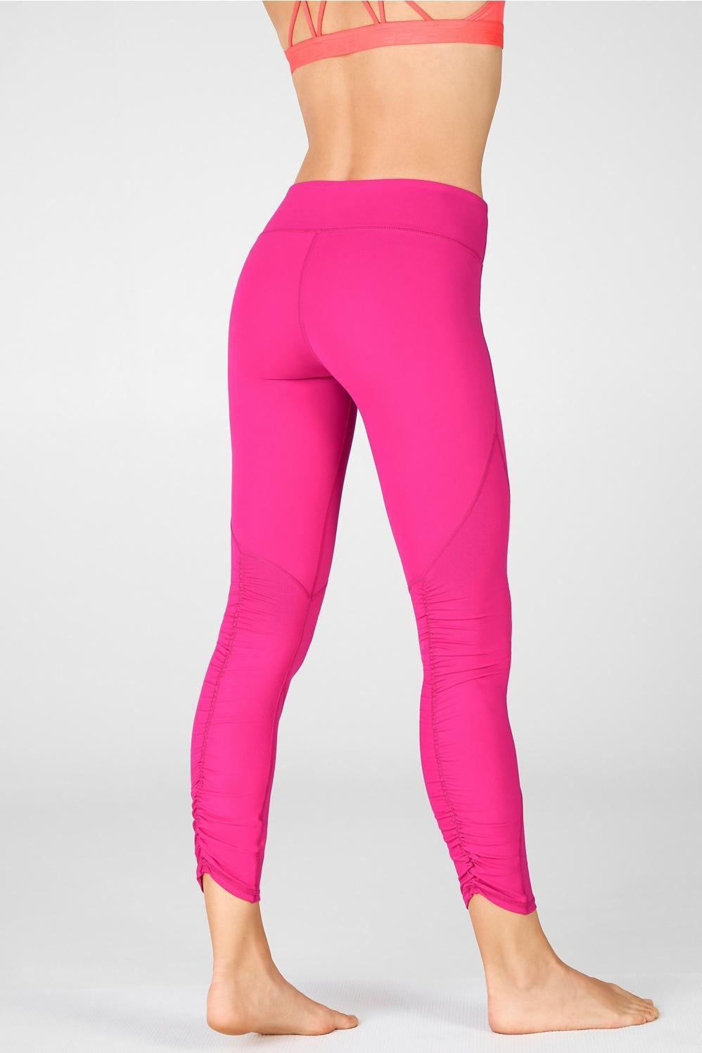 Fabletics Mid-Rise PureLuxe Ruched 7/8 Womens pink Size XXS Product Image