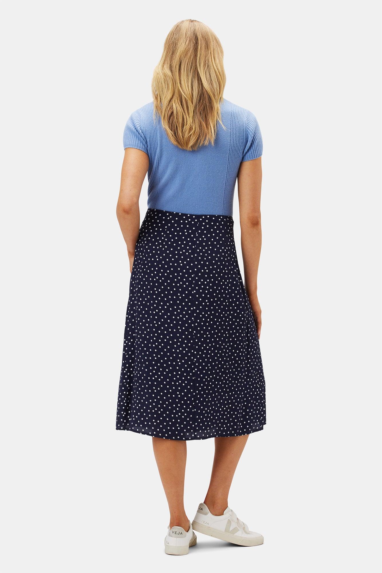 Gabrielle Wrap Skirt - Riviera Dot Navy Blue Product Image