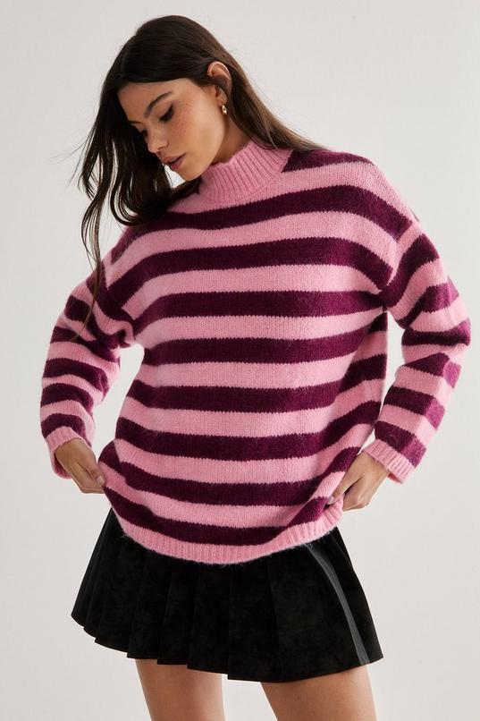 Stripe Funnel Neck Sweater Product Image