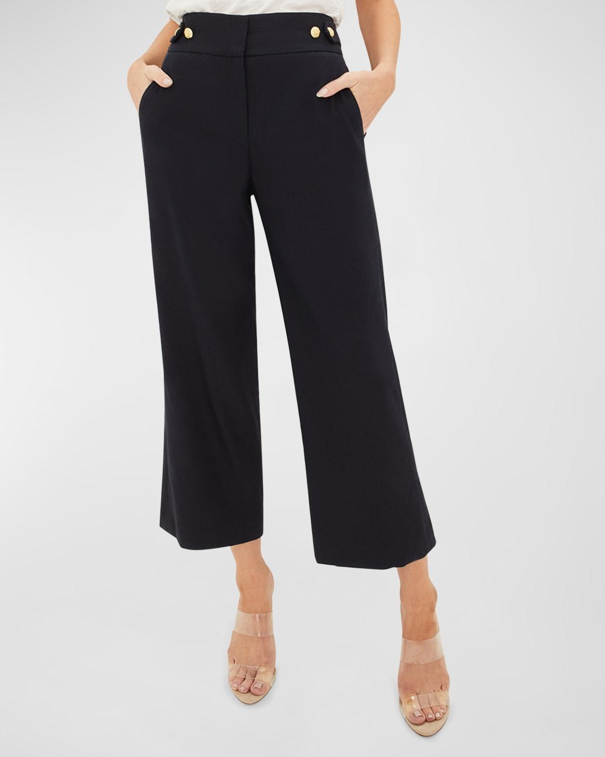 Veronica Beard Aubrie Flare Crop Linen Blend Pants Product Image