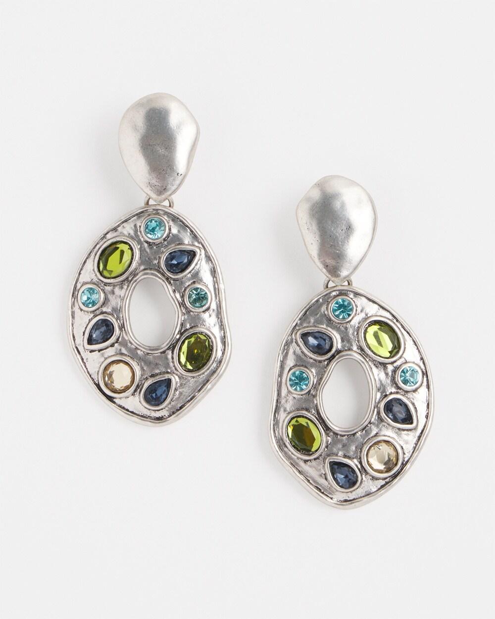 Multicolor Silver Tone Clip On Drop Earrings Product Image