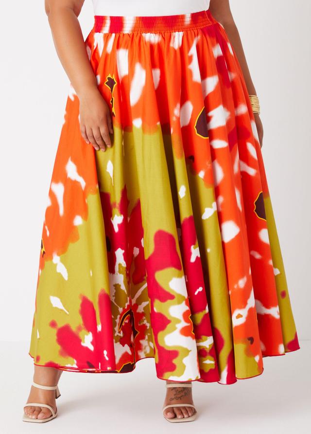 Plus Size Tie Dyed Cotton Blend Maxi Skirt Ashley Stewart Product Image