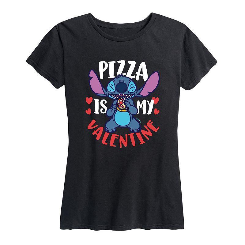 Disneys Lilo & Stitch Womens Pizza Valentine Graphic Tee Product Image