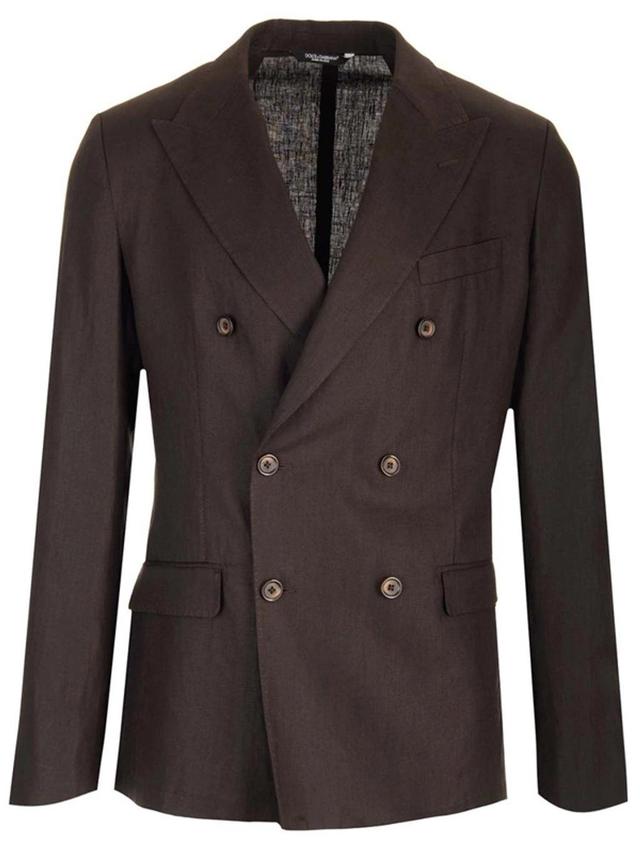 Double-breasted Ebony Jacket In Brown Product Image