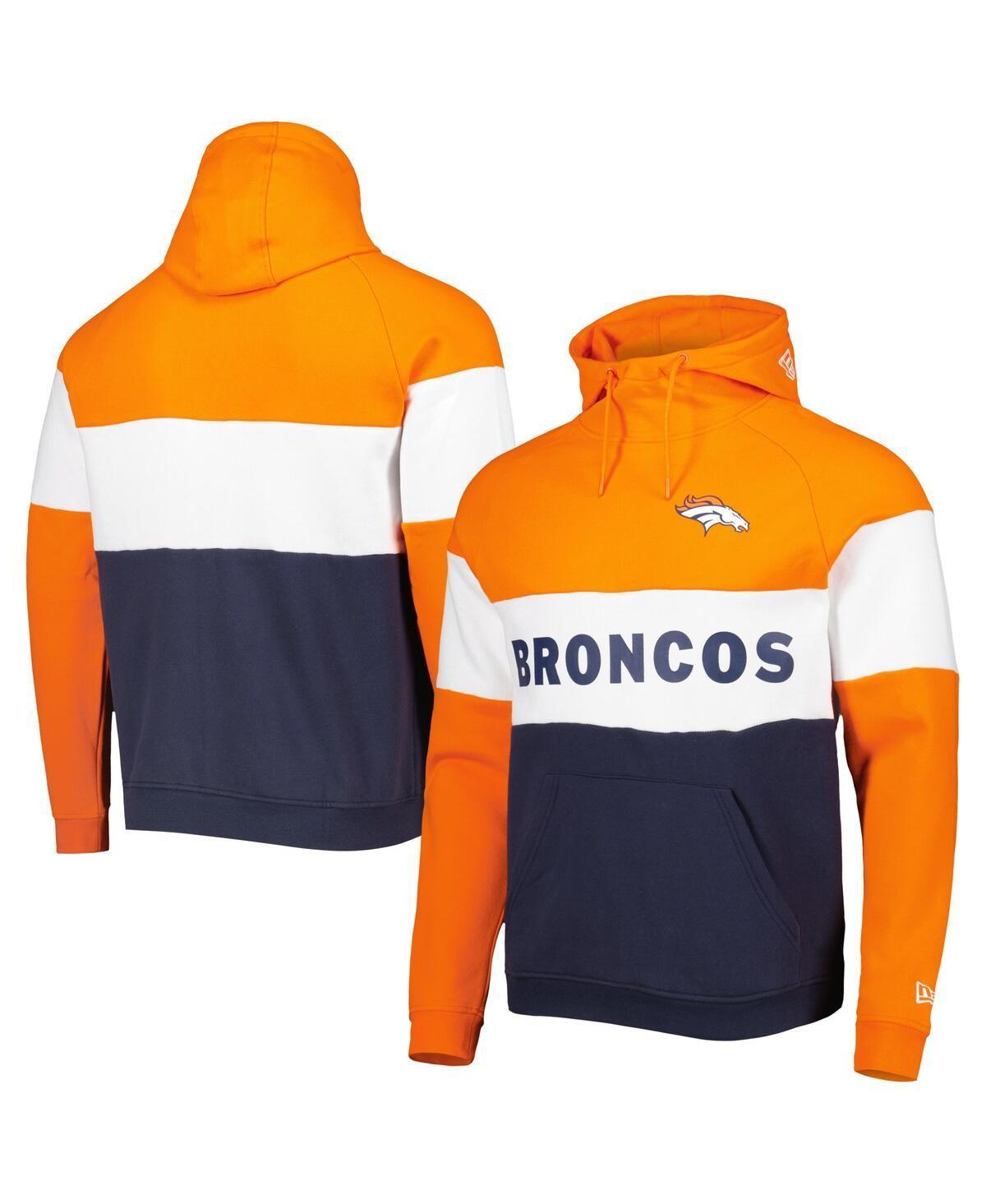 Mens New Era Denver Broncos Colorblock Current Pullover Hoodie Blue Product Image