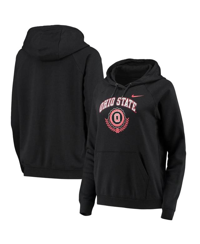 Womens Nike Black Ohio State Buckeyes Varsity Fleece Tri-Blend Raglan Pullover Hoodie Product Image