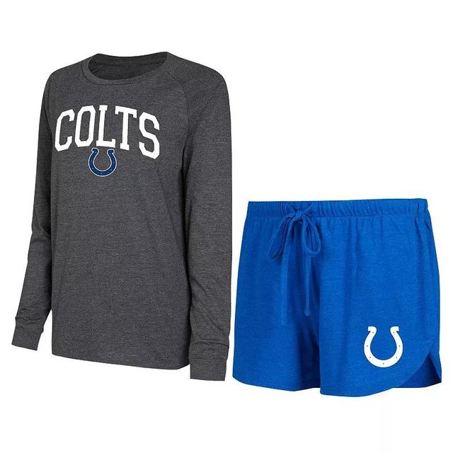 Womens Concepts Sport Royal/Black Indianapolis Colts Raglan Long Sleeve T-Shirt & Shorts Lounge Set Product Image