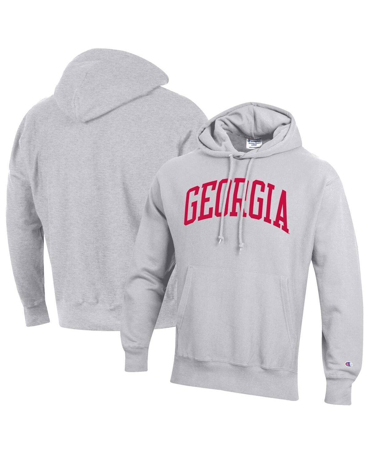 Mens Champion Heathered Gray Georgia Bulldogs Big & Tall Reverse Weave Fleece Pullover Hoodie Sweatshirt Grey Product Image