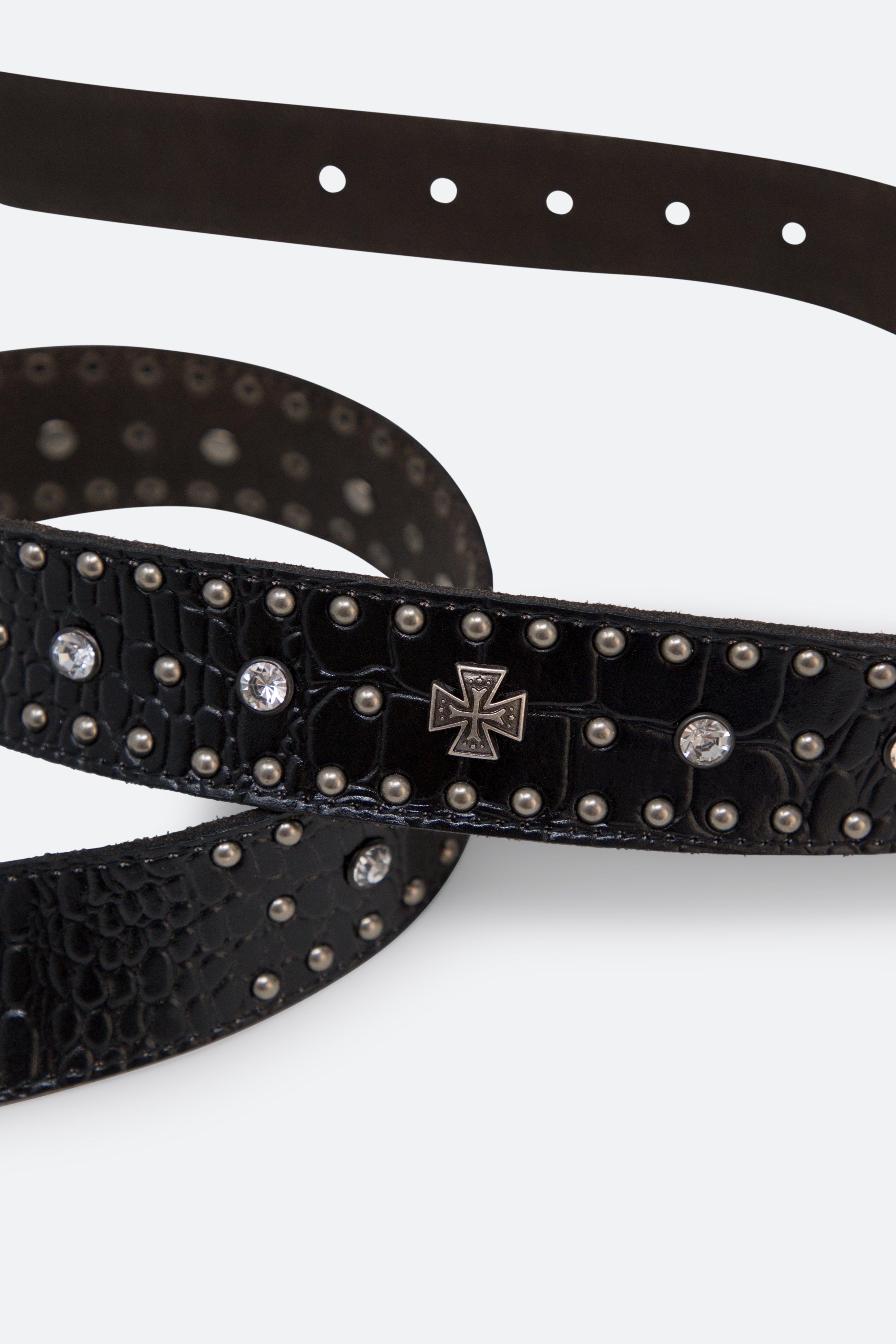 Metal Cross Studded Belt - Black Product Image