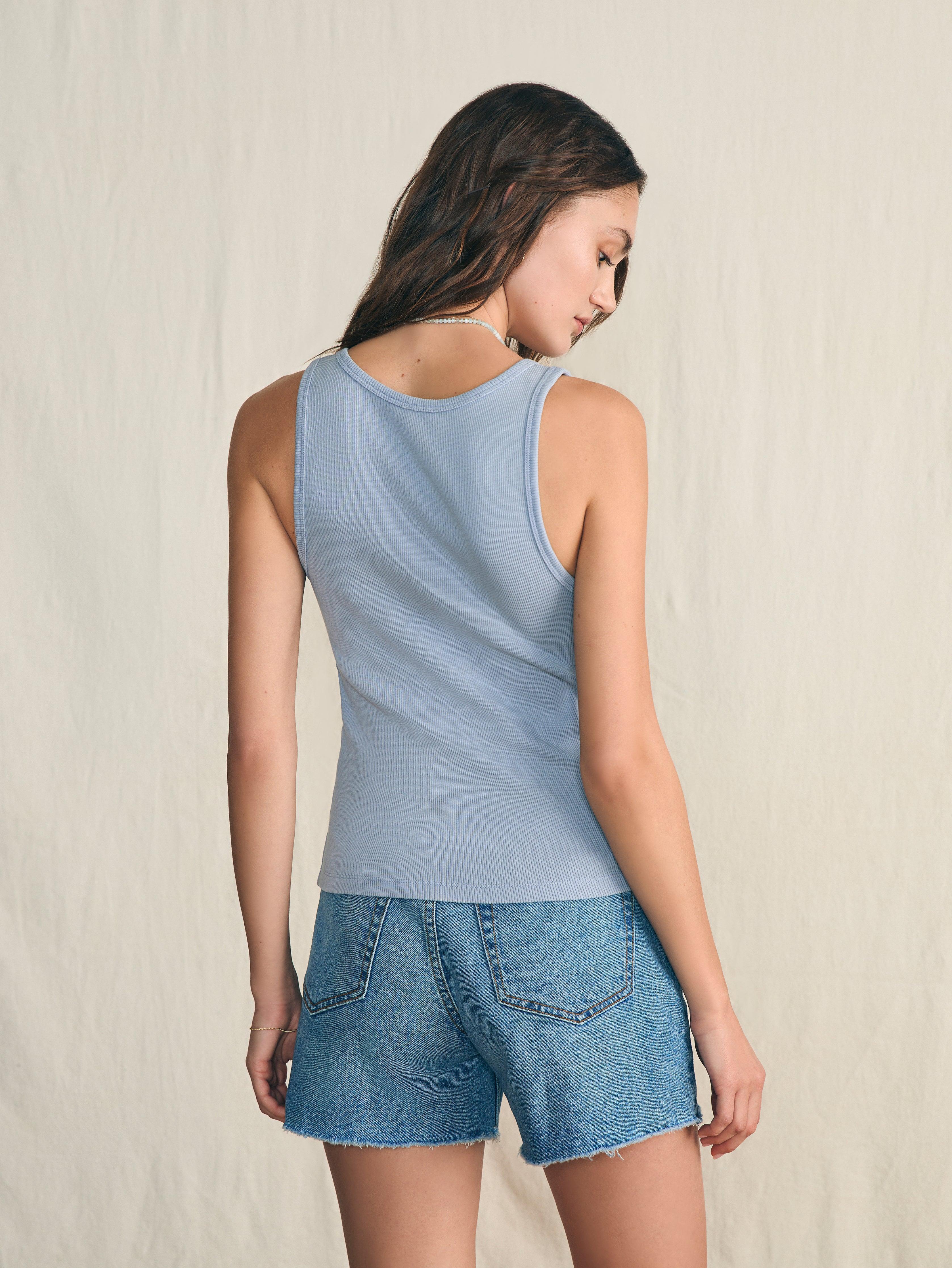 Sunwashed Rib Tank - Zen Blue Female Product Image