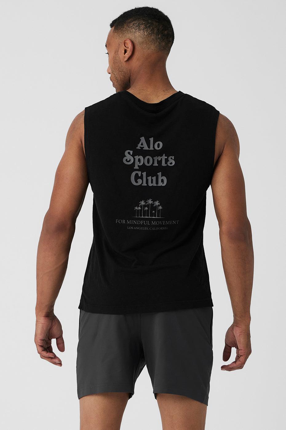 Sports Club Palms Muscle Tank - Black/Dark Grey Male Product Image