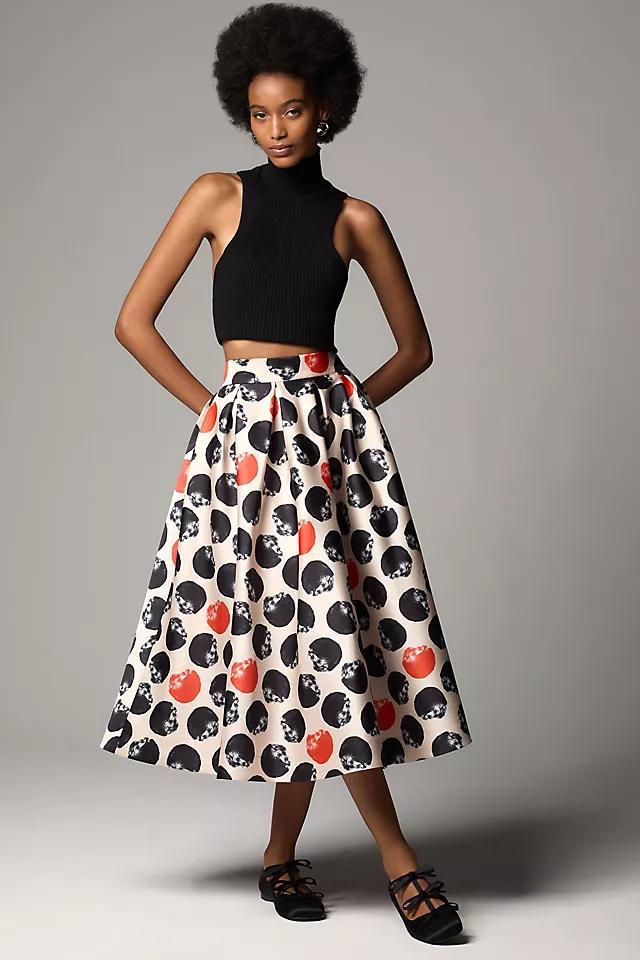 THEO The Label Clio Pleated Dot Midi Skirt Product Image