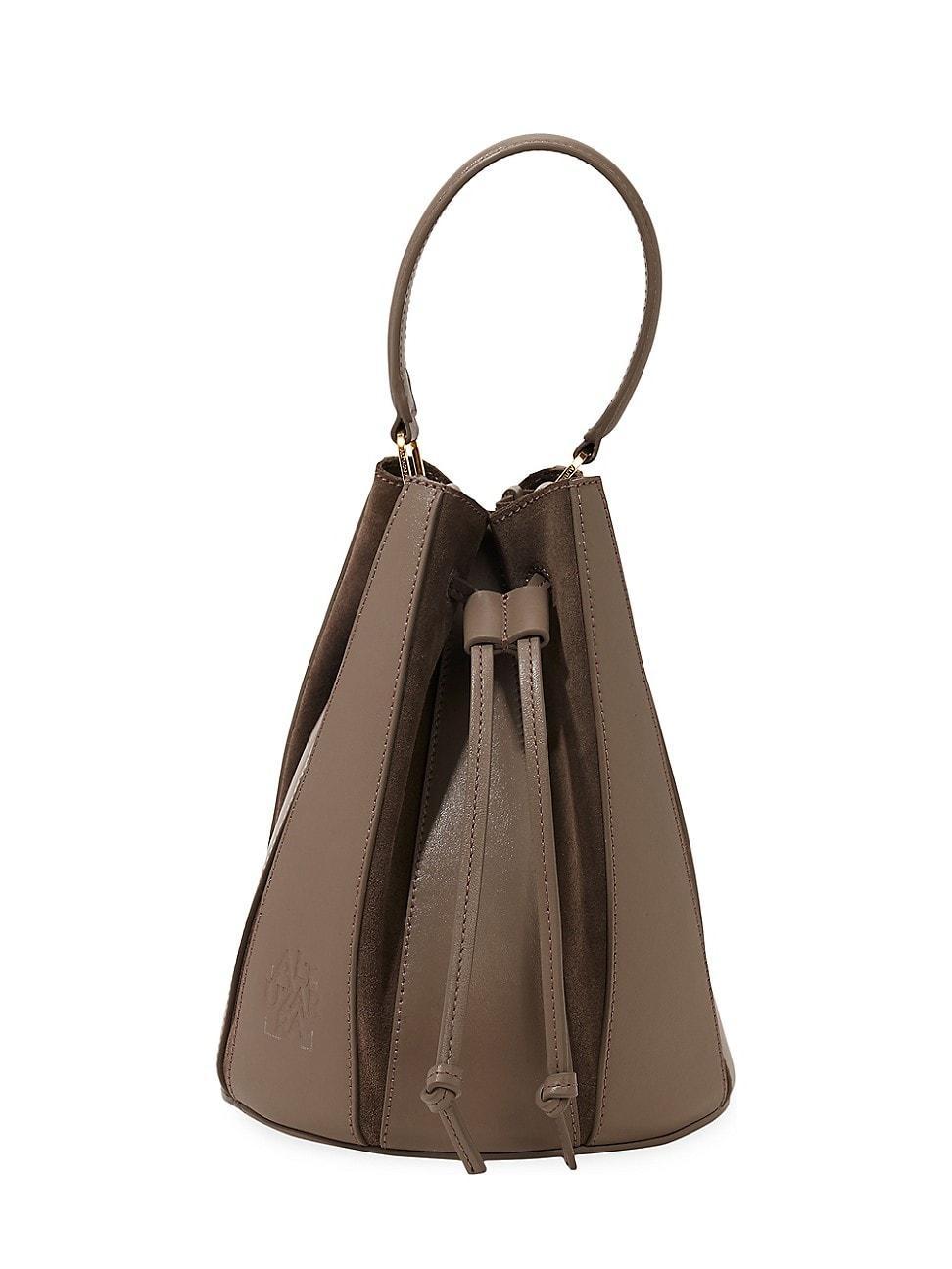 Womens Drum Leather & Suede Drawstring Bucket Bag Product Image