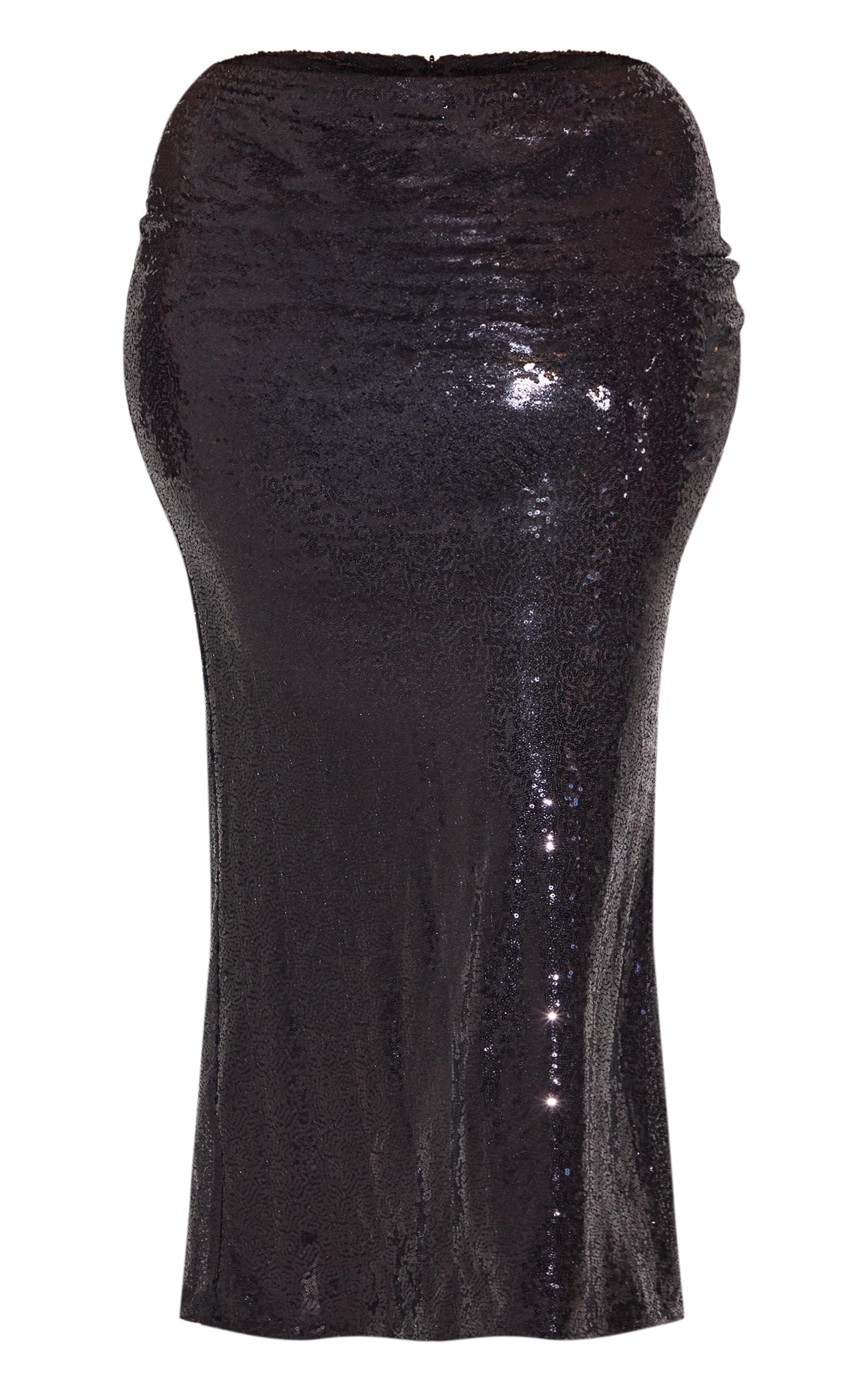 Plus Black Sequin High Waist Maxi Skirt Product Image