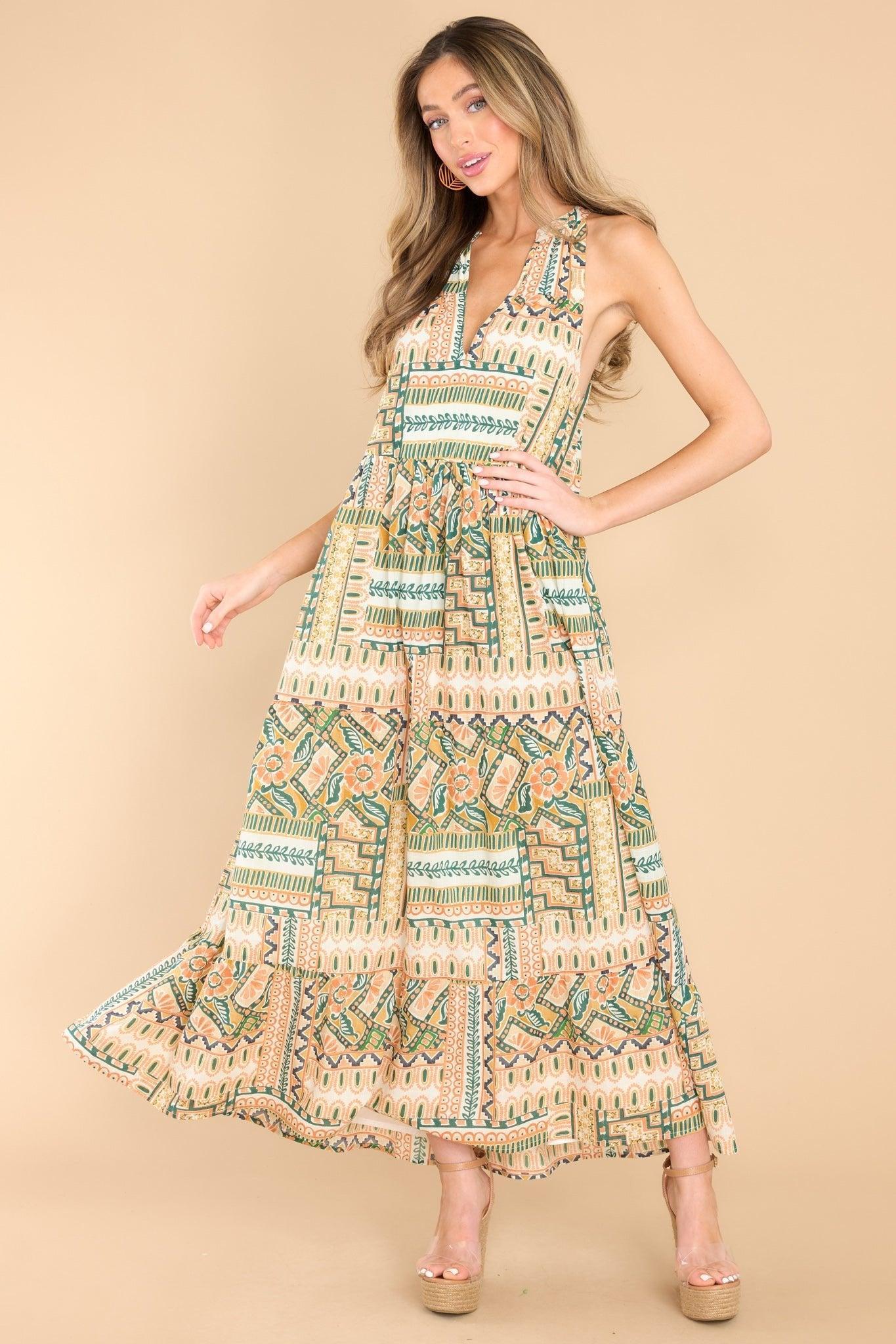 Talking Again Green Multi Print Maxi Dress Product Image