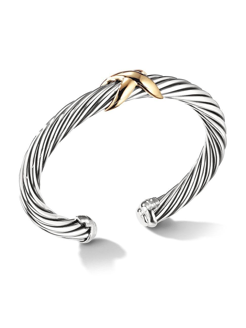 Womens X Classic Cable Station Bracelet in Sterling Silver Product Image