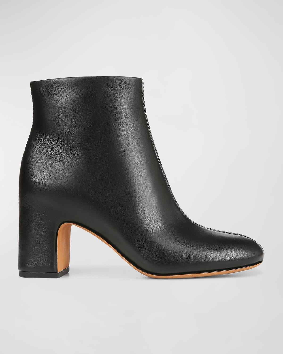 Terri Leather Block-Heel Booties Product Image