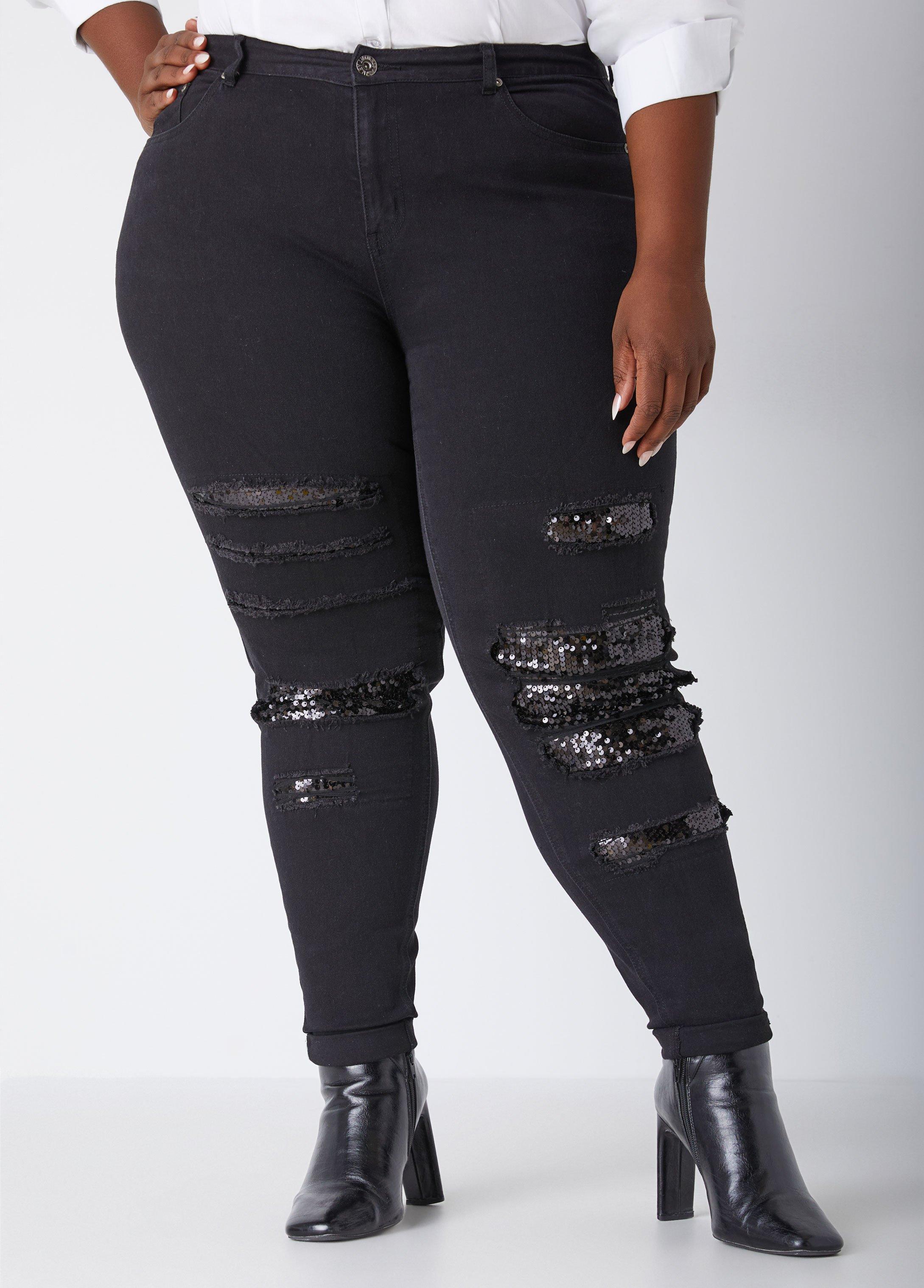 High Rise Sequined Skinny Jeans product image