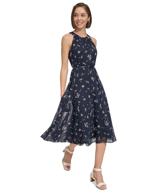 Women's Printed Halter Belted Midi Dress Product Image