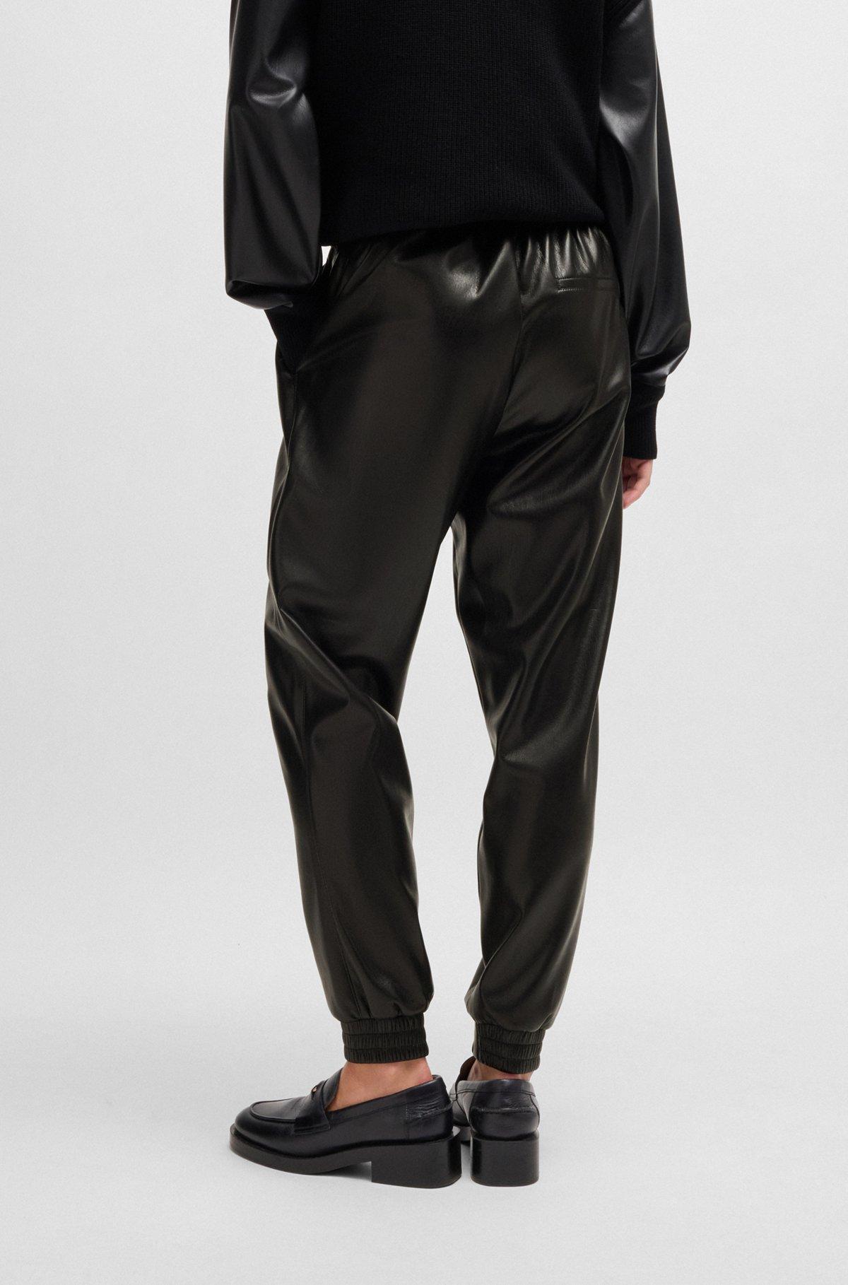 Faux-leather trousers with drawcord waist Product Image