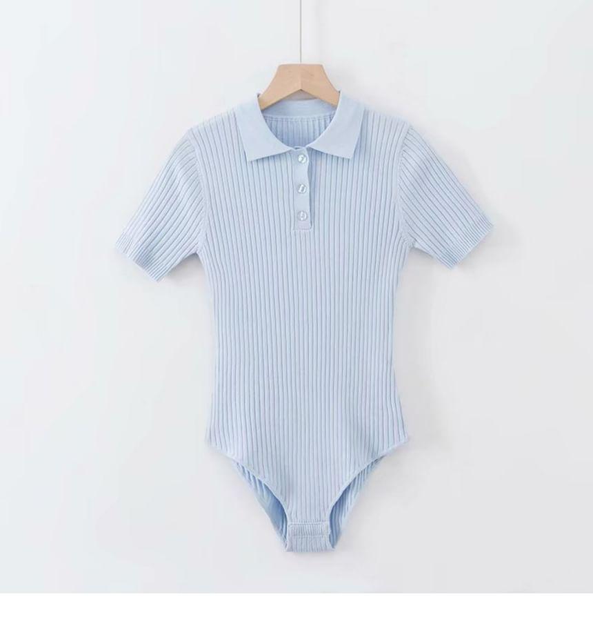 Short-Sleeve Knit Bodysuit Top Product Image