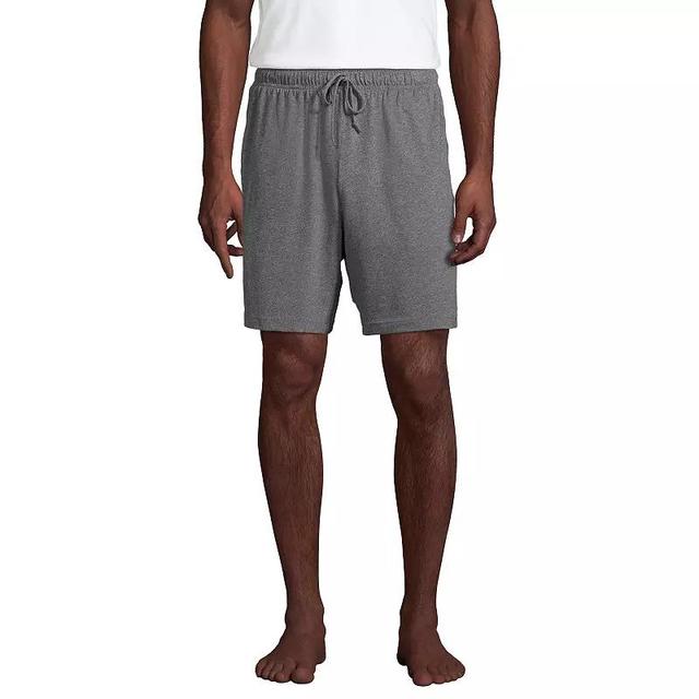 Mens Lands End Knit Jersey Pajama Shorts Grey Heather Product Image