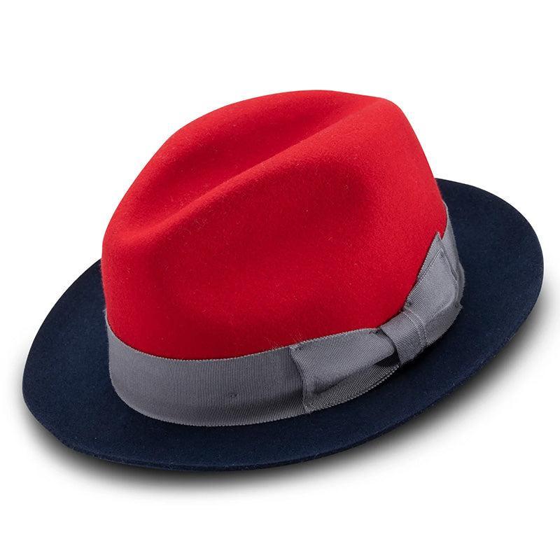 Red Wool Felt Hat 2 ¼" Wide Navy Brim Product Image