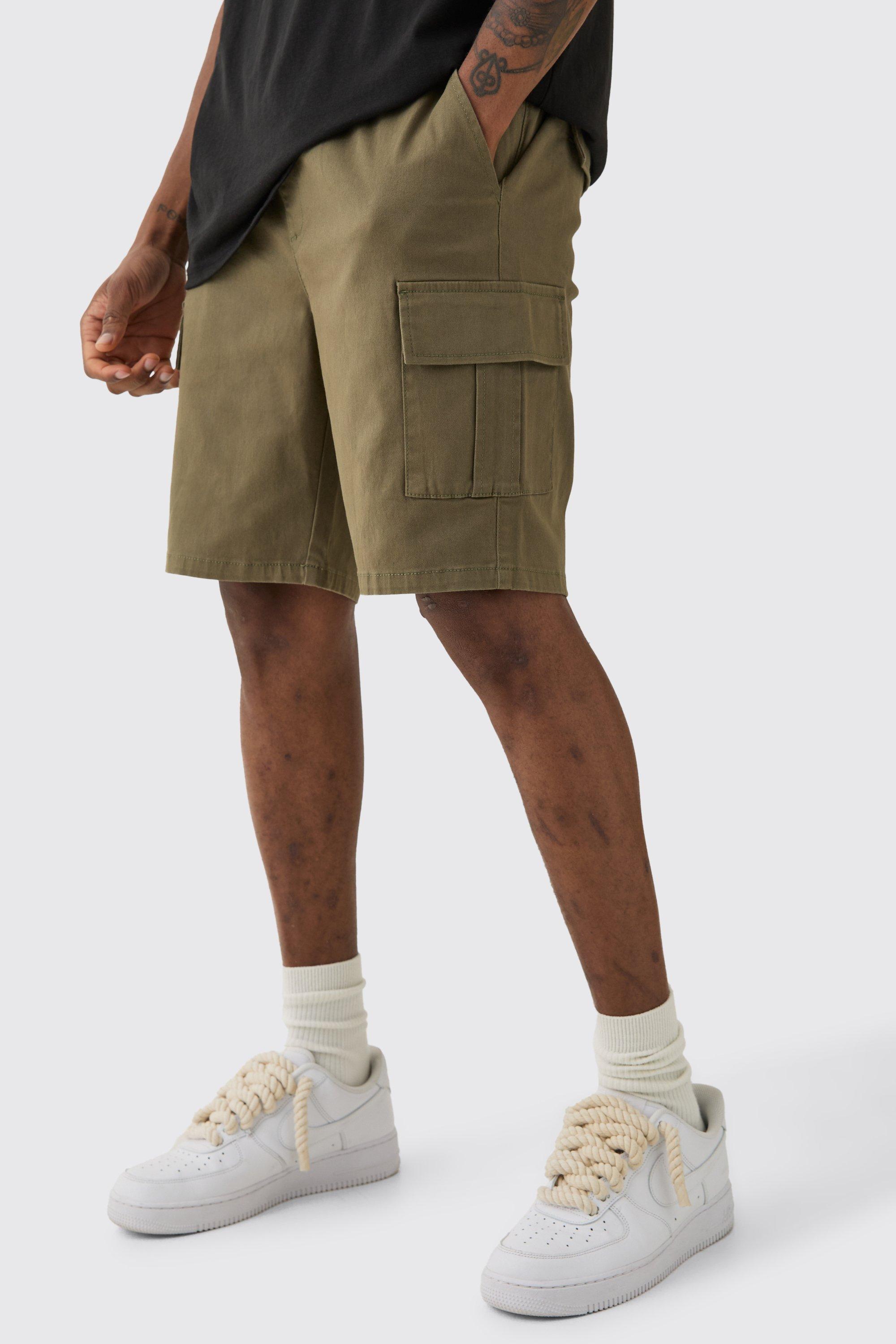 Tall Elasticated Waist Skinny Fit Cargo Shorts | boohooMAN USA Product Image